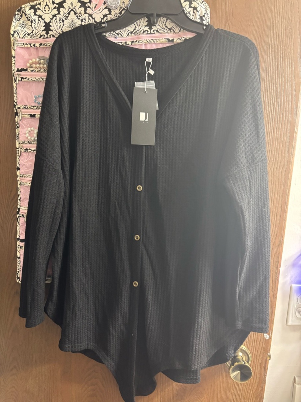 Women's Black Button-Front Cardigan Sweater